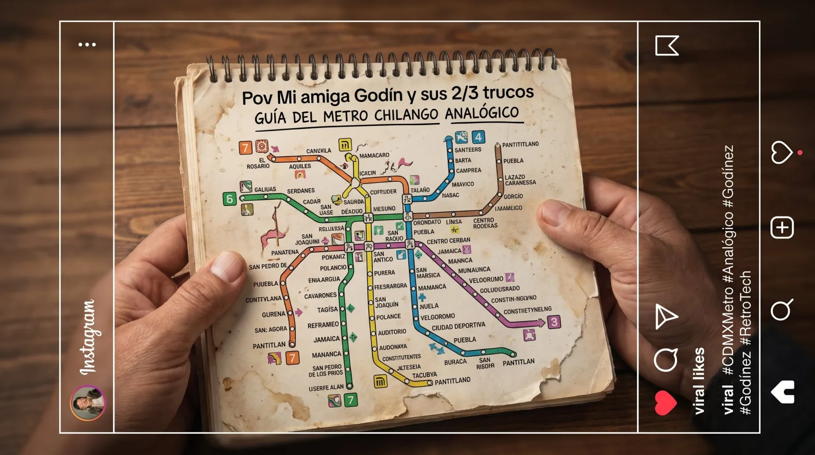 Mujer se viraliza por llevar el mapa del Metro CDMX impreso en una libreta