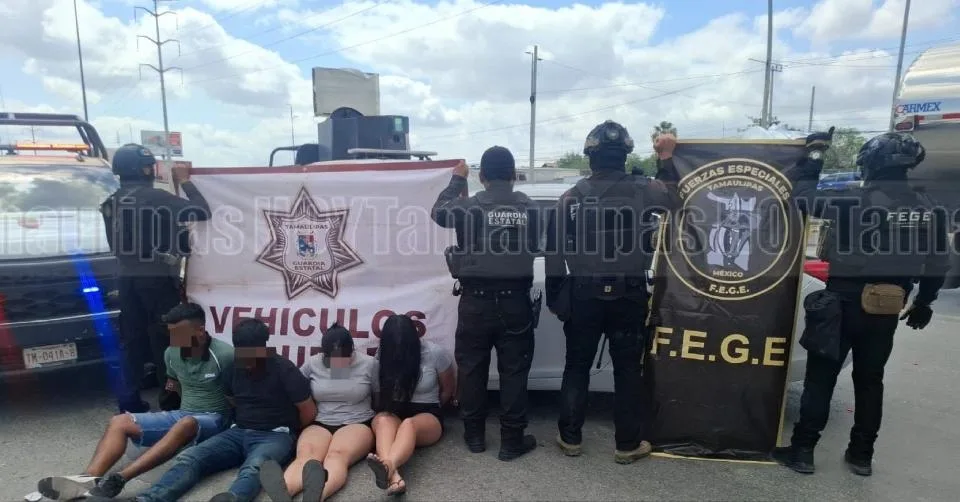 Capturan a cuatro individuos y aseguran arma tras persecución en Reynosa