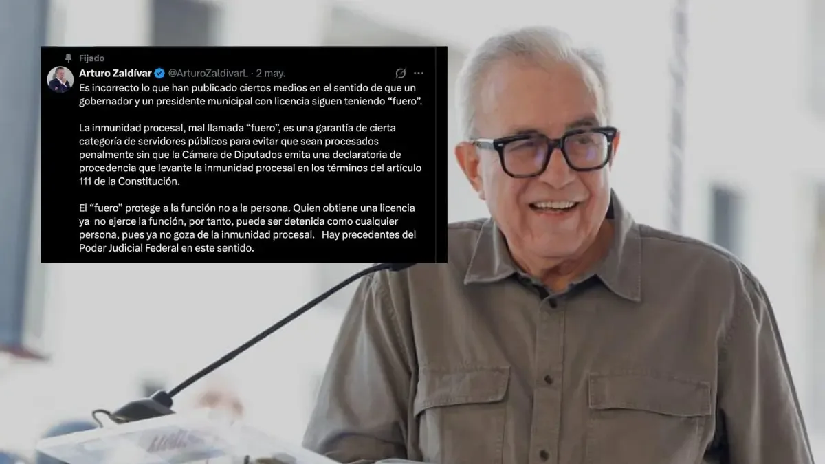 Arturo Zaldívar afirma que Rocha Moya perdió el fuero al solicitar licencia como gobernador