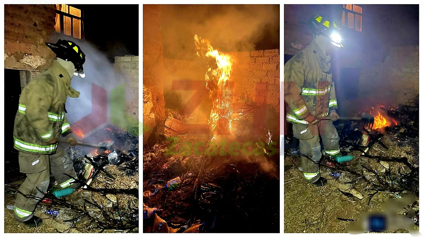Bomberos controlan incendio de basura y maleza en vivienda de la colonia Díaz Ordaz