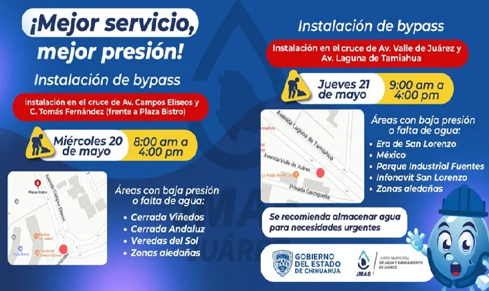 Cortes temporales de agua en el Distrito 5 por trabajos de sectorización