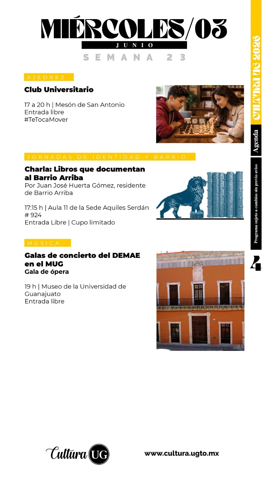 Cultura UG presenta una semana con cine, música y actividades culturales en Guanajuato