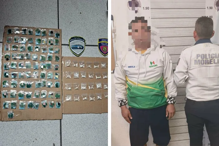 Detenido en Morelia con auto robado y múltiples dosis de droga en la colonia Mariano Escobedo