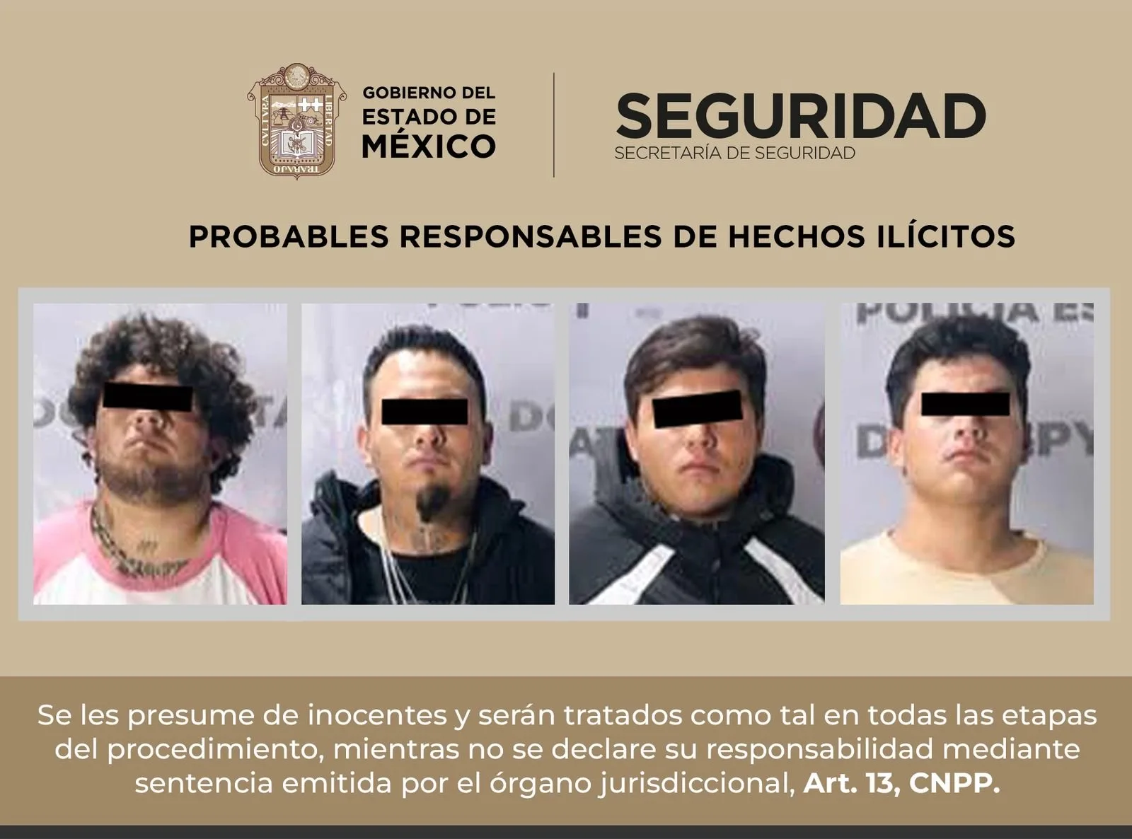 Detienen a cuatro presuntos delincuentes vinculados a célula criminal en Tenancingo