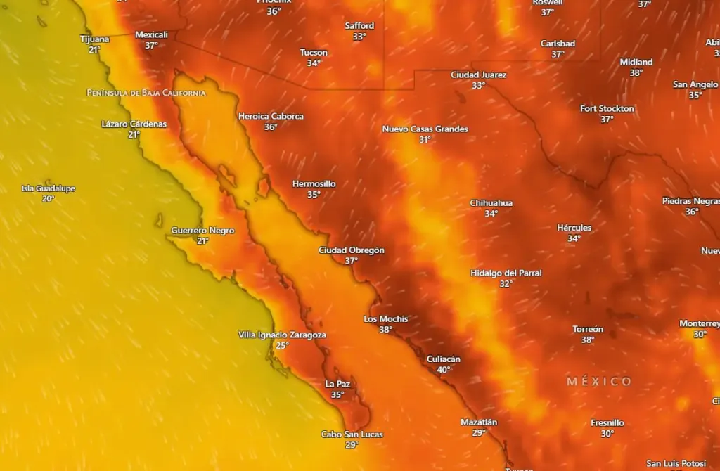 Jornada de calor intenso en La Paz y Los Cabos con alta radiación solar este sábado