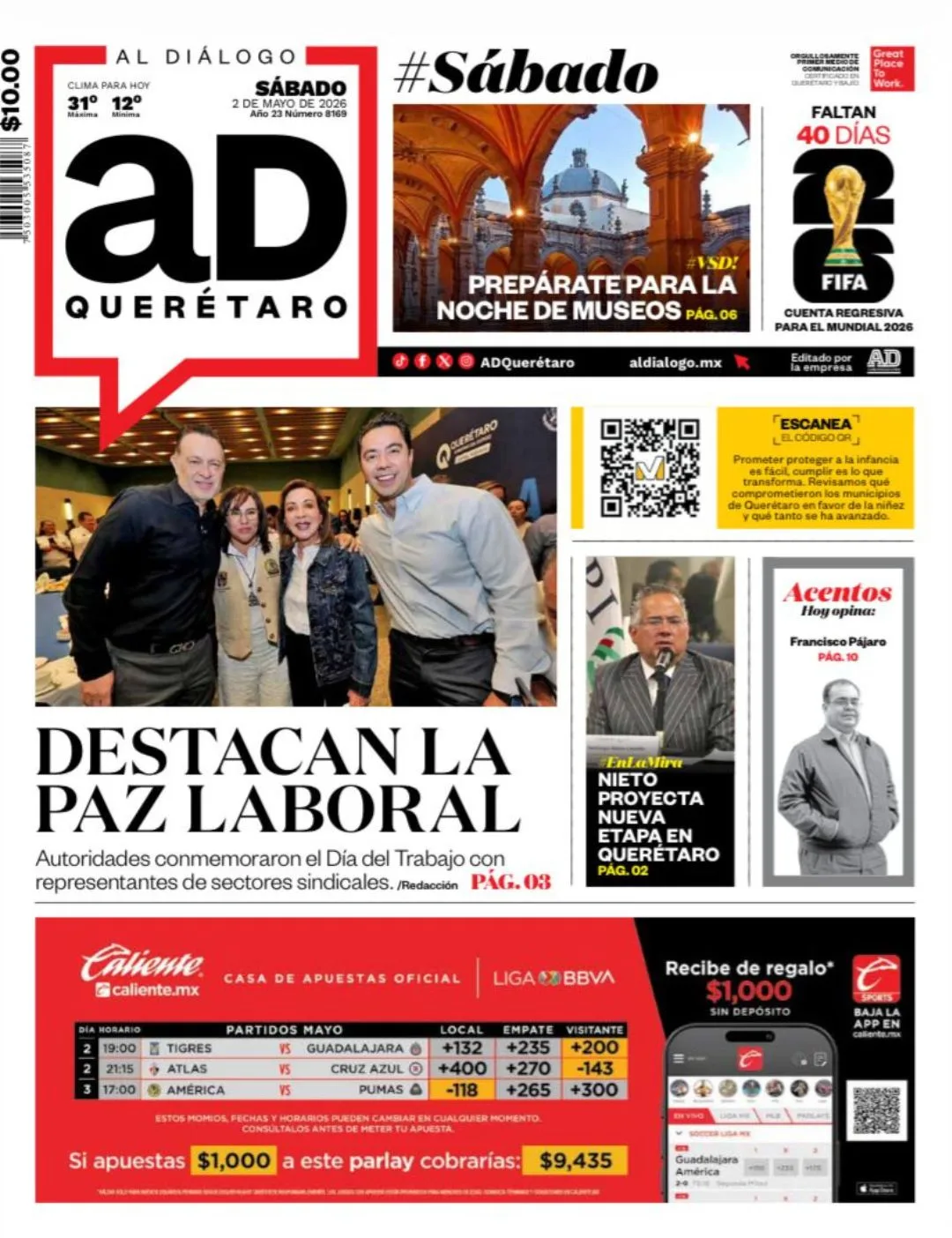 Kuri González destaca el diálogo como clave para la paz laboral en Querétaro
