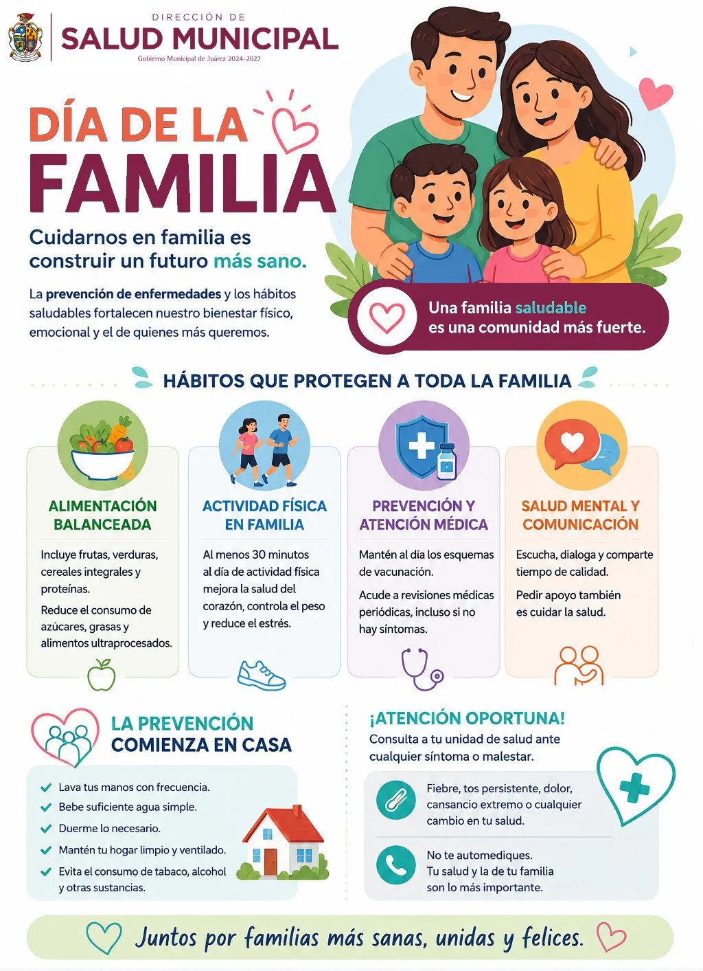 Salud Municipal llama a fortalecer hábitos saludables en casa por el Día de la Familia