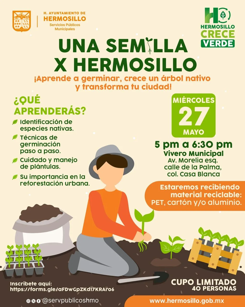 Taller en Hermosillo enseña a germinar árboles nativos para fomentar reforestación urbana