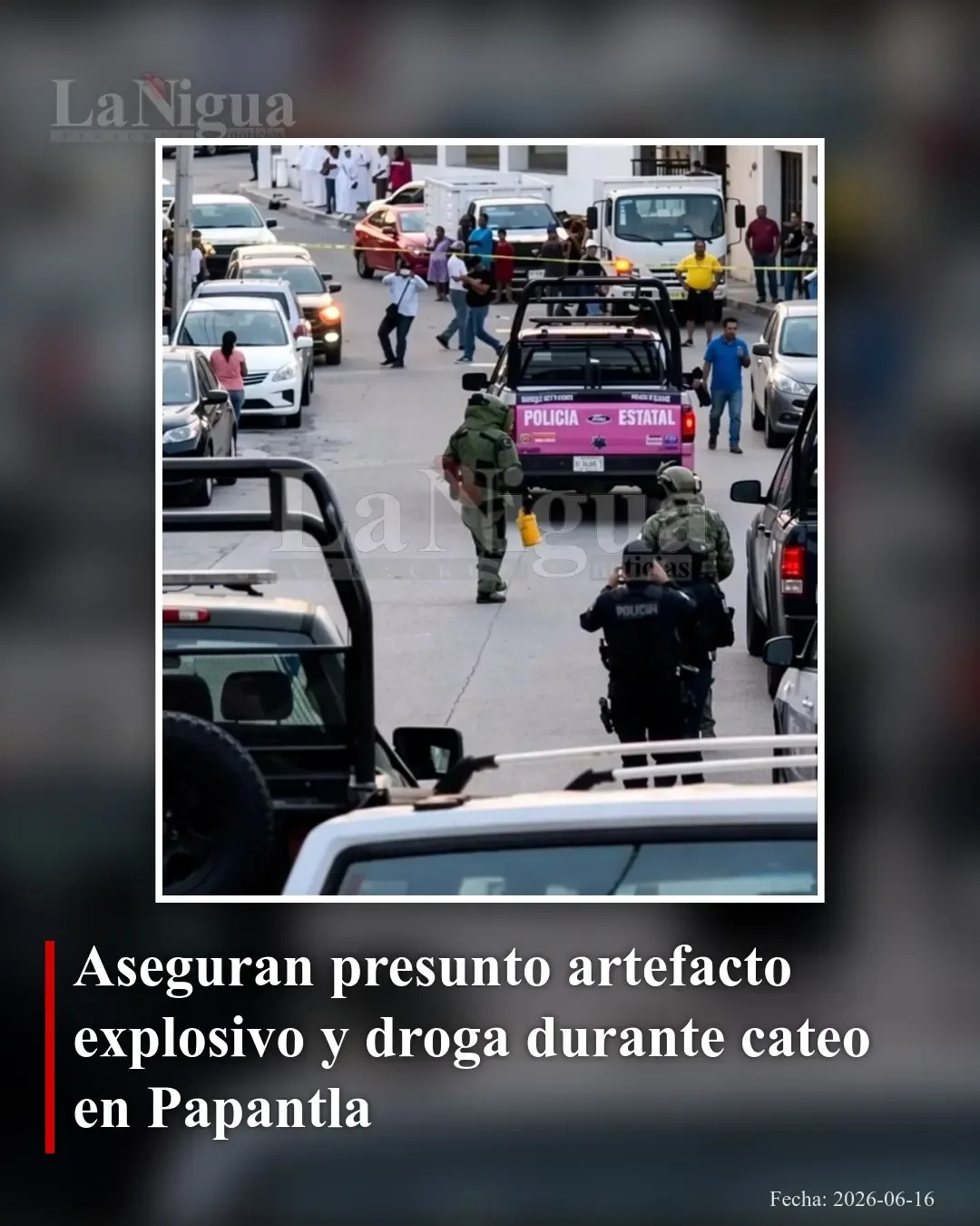 Aseguran presunto artefacto explosivo y droga en operativo en Papantla