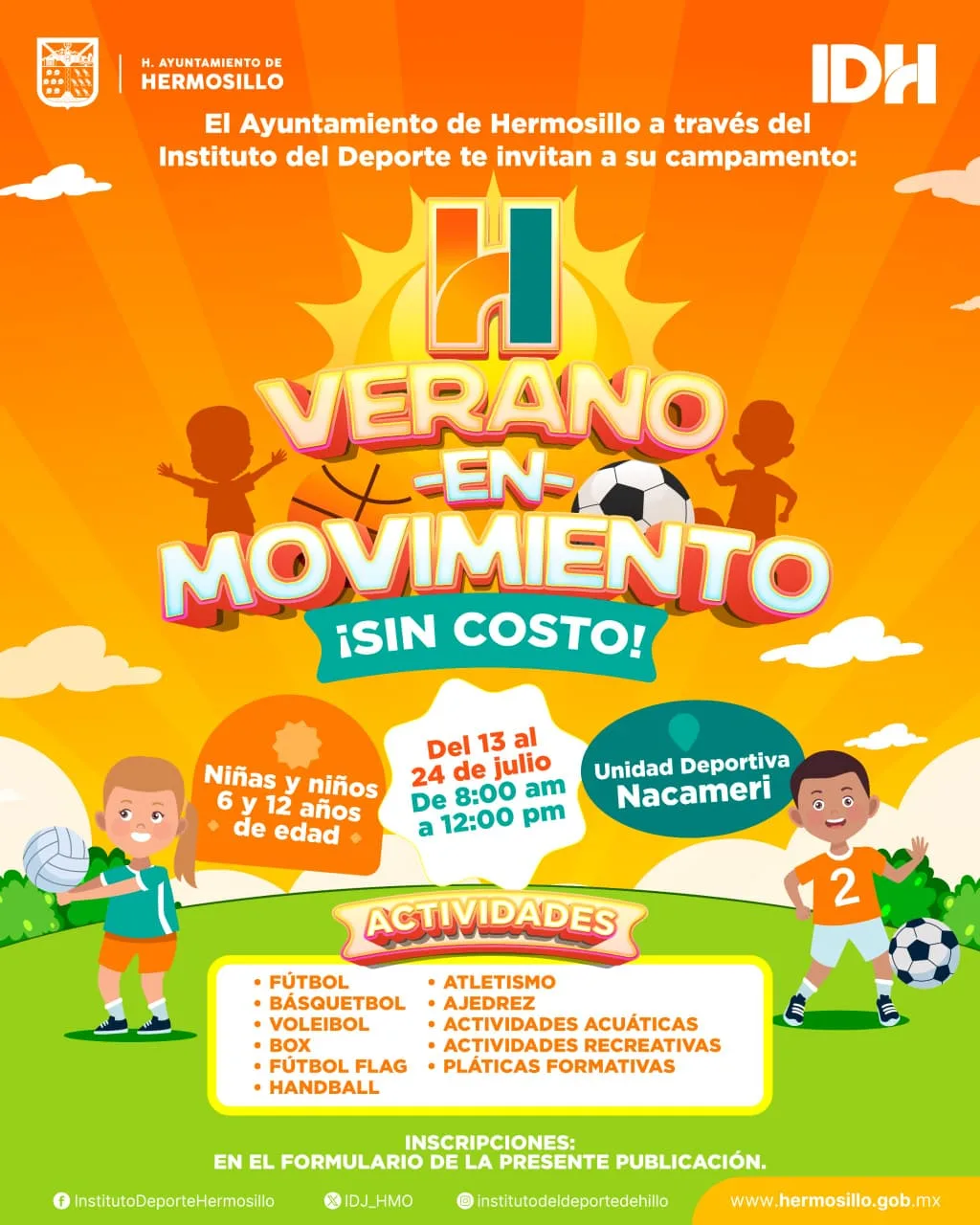 Campamento gratuito impulsa la actividad física infantil en Hermosillo durante julio