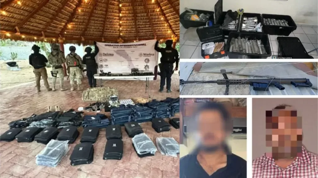 Capturan en Los Cabos a dos presuntos responsables de violencia con arsenal y un tigre asegurados