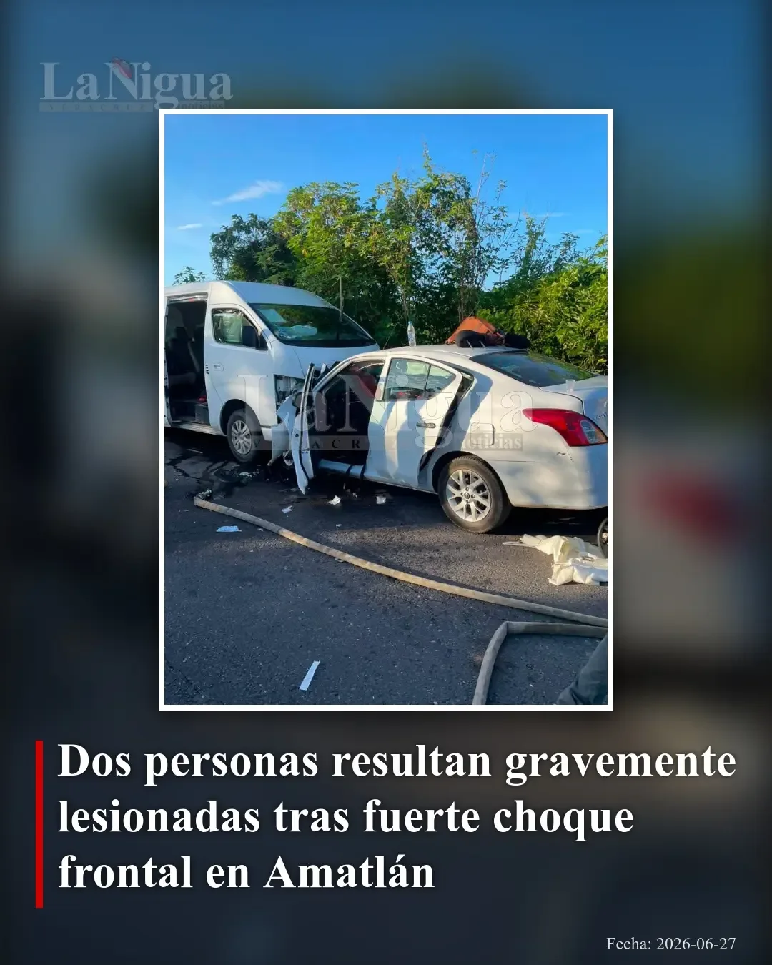 Dos personas resultaron gravemente heridas tras choque frontal en Amatlán