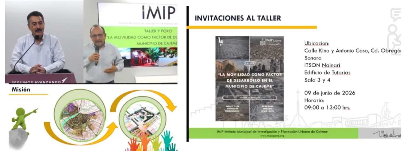 IMIP convoca a taller y foro para mejorar la movilidad urbana en Cajeme