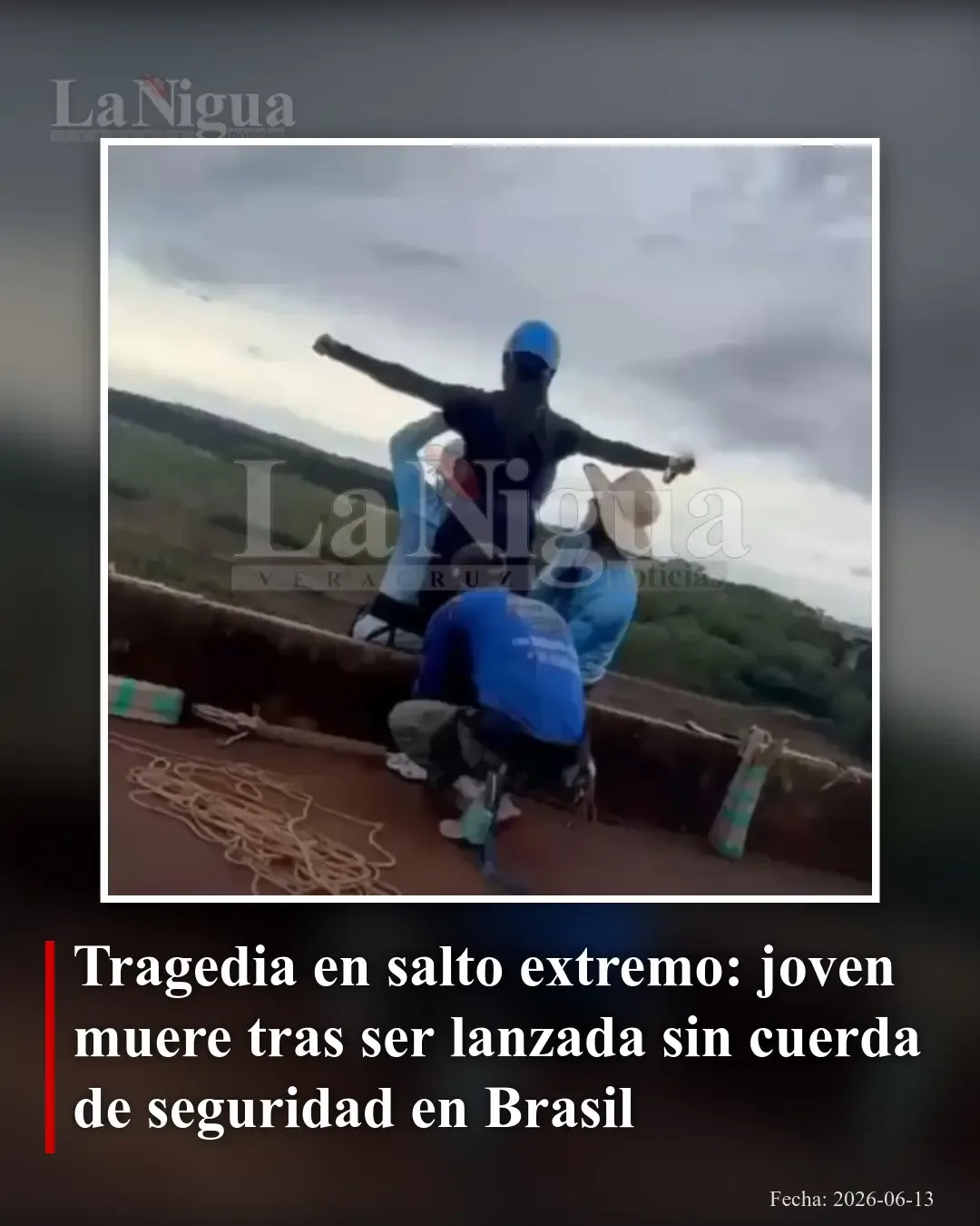 Joven muere en salto extremo en Brasil tras no recibir cuerda de seguridad