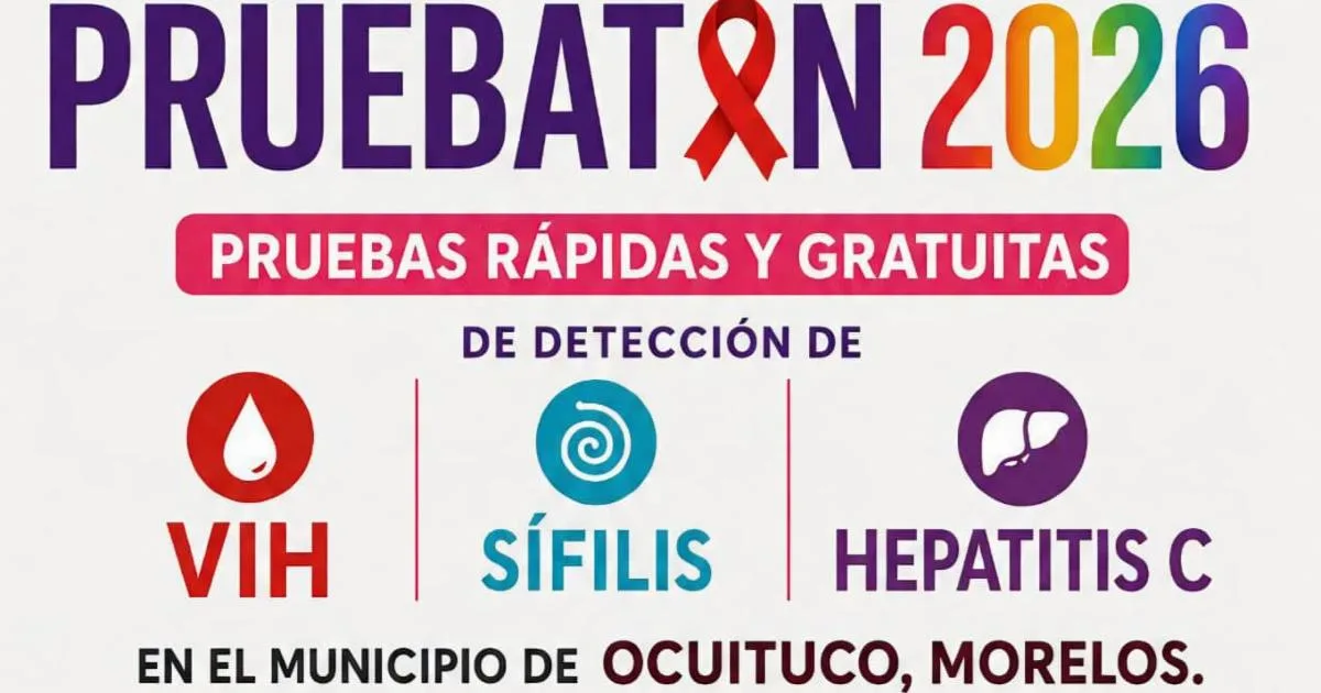 Ocuituco ofrecerá pruebas gratuitas de VIH, sífilis y hepatitis C en jornada de salud