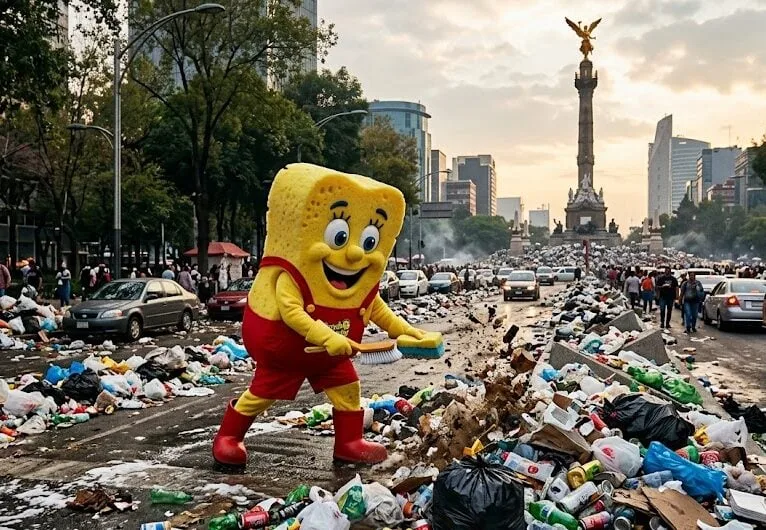 Scrub Daddy impulsa la limpieza tras la celebración por la victoria de México en Reforma