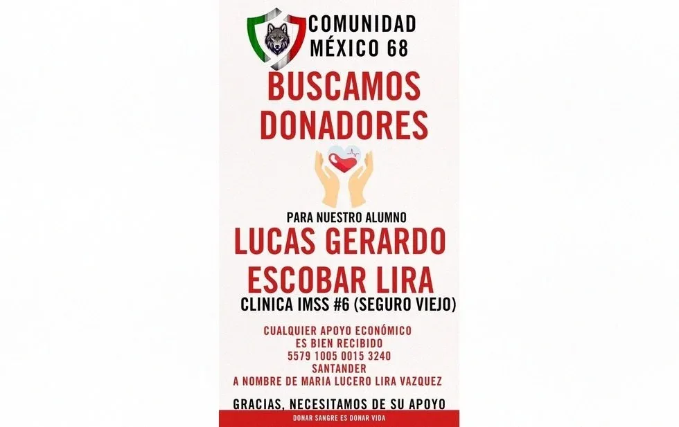 Solicitan donaciones de sangre y apoyo económico para alumno hospitalizado por rickettsia