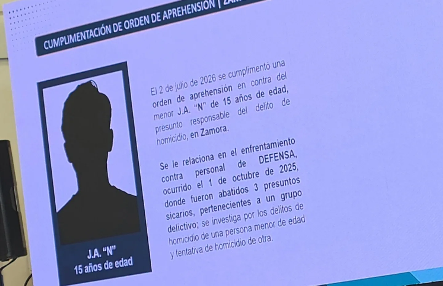 Detienen a menor vinculado con homicidio y grupo criminal en Zamora