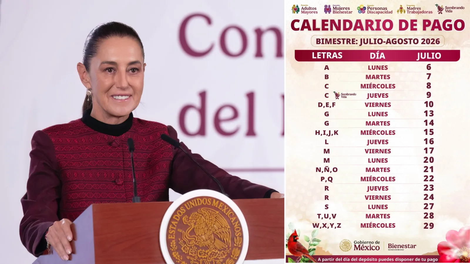 Inician pagos del bimestre julio-agosto para la Pensión para el Bienestar con calendario oficial
