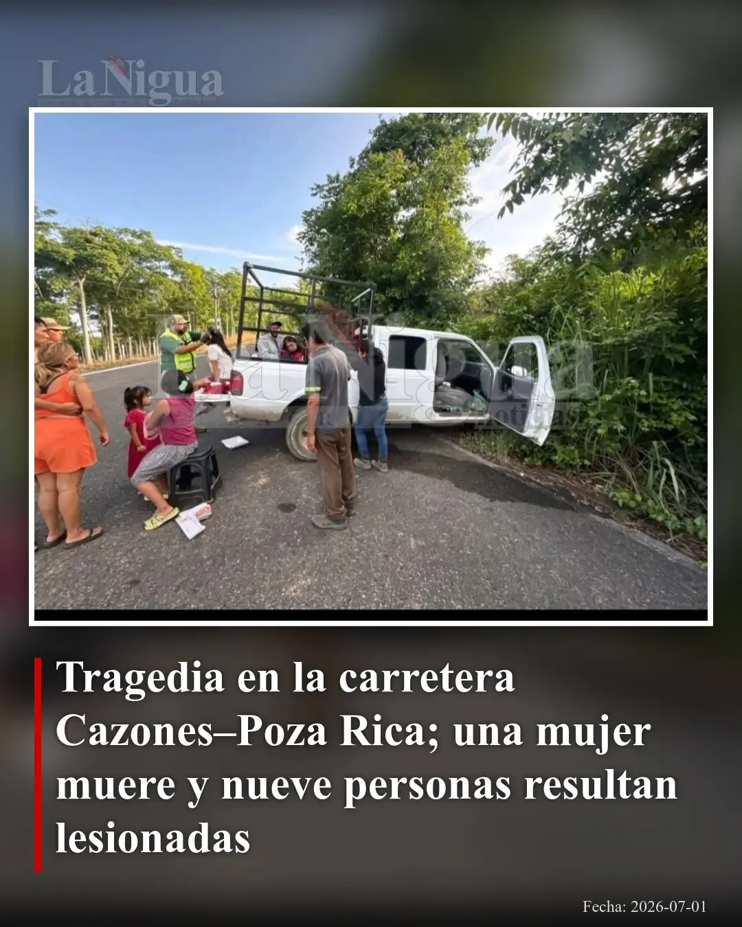 Mujer muere y nueve personas resultan heridas tras accidente en carretera Cazones–Poza Rica