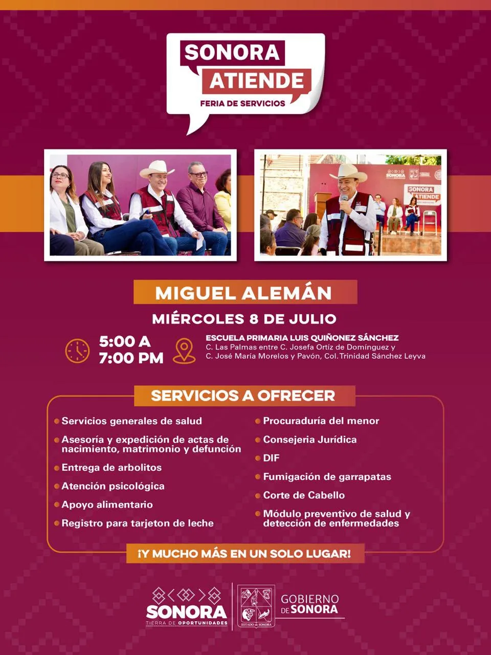 Sonora Atiende lleva beneficios integrales a familias del Poblado Miguel Alemán