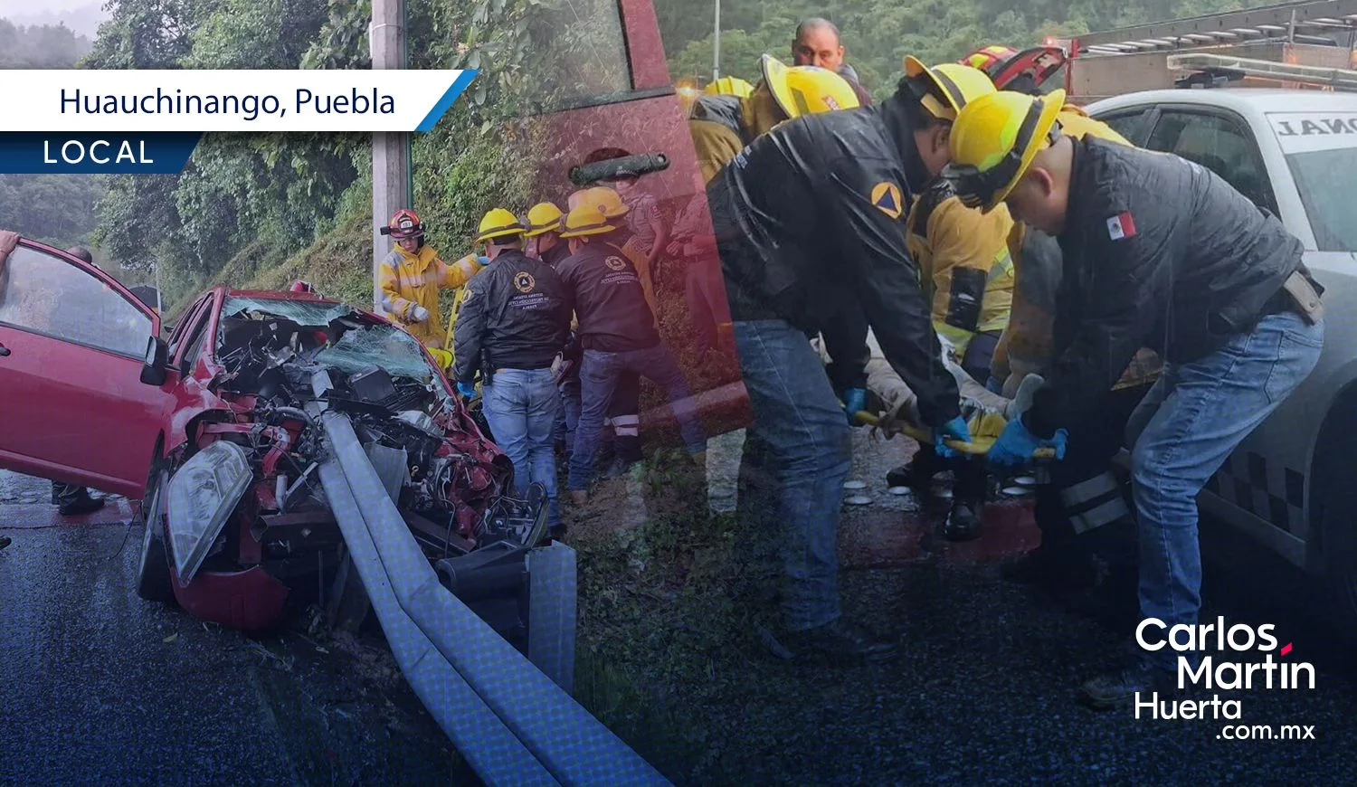 Volcadura de tráiler bloquea completamente la autopista México-Tuxpan en Huauchinango