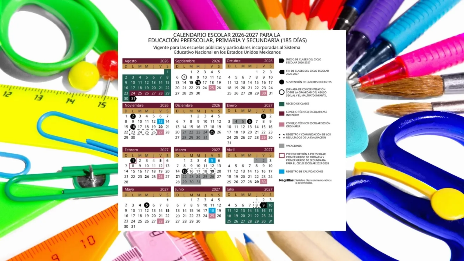 SEP modifica calendario escolar 2026-2027 con suspensiones semanales y cierres en noviembre